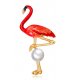 SB163 - Oil flamingo pearl brooch
